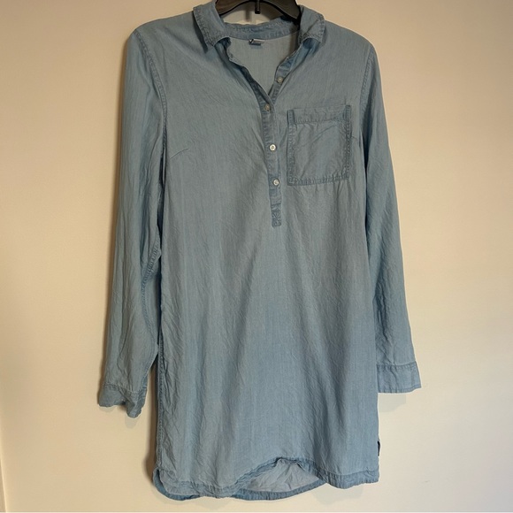 [🔆3 FOR $30🔆] Old Navy Lightweight Denim Long Sleeve Dress with Pocket Medium - Picture 1 of 5